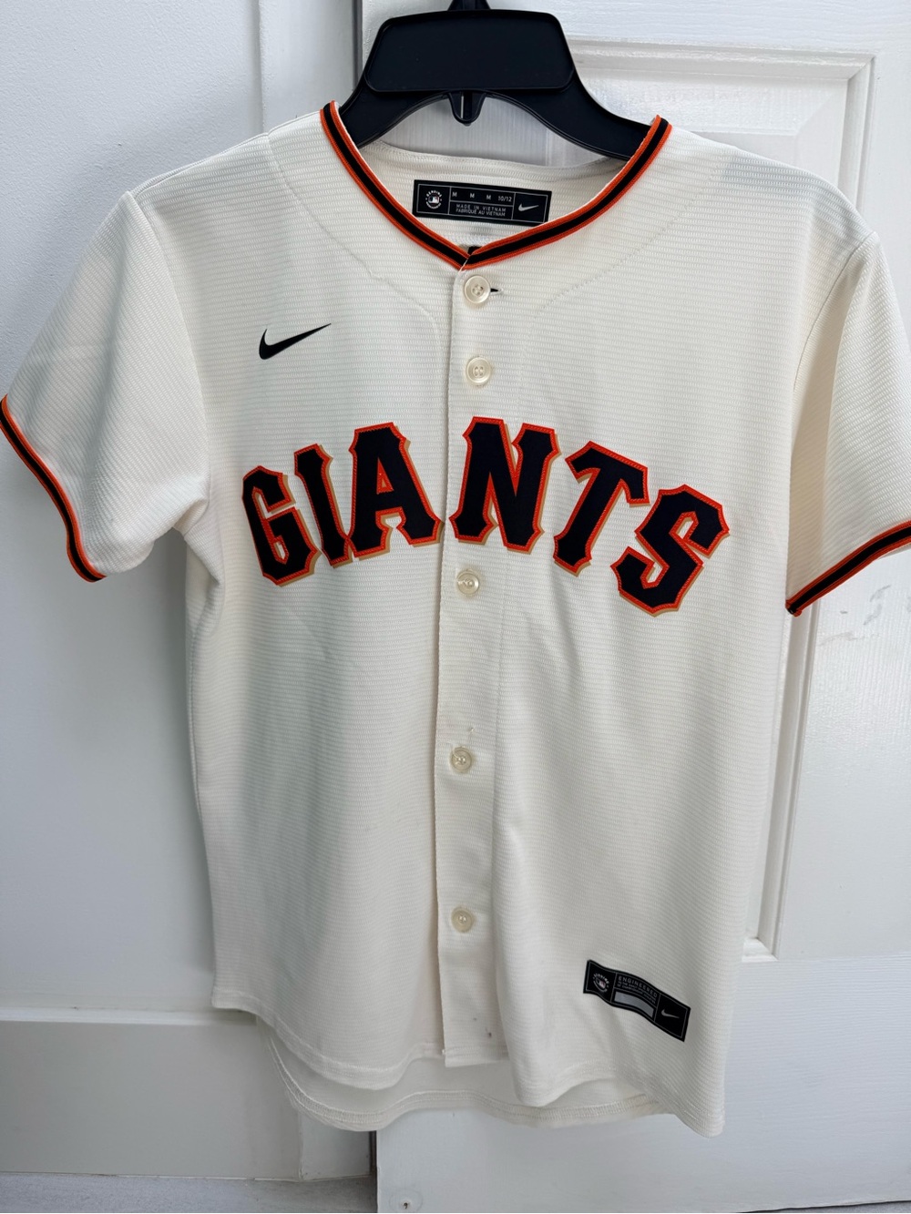 Nike Cream Baseball Jersey with Black & Orange Trim